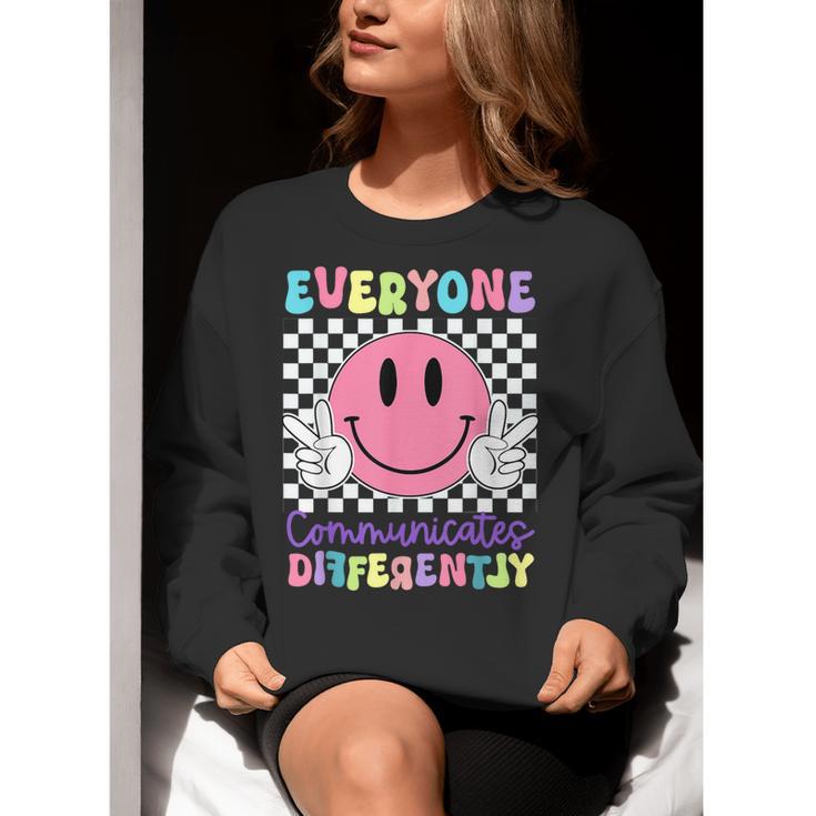 Everyone Communicates Differently Autism Awareness Teacher Women Crewneck Sweatshirt, funny gift Everyone Communicates Differently Autism Awareness Teacher Women Crewneck Sweatshirt, funny gift