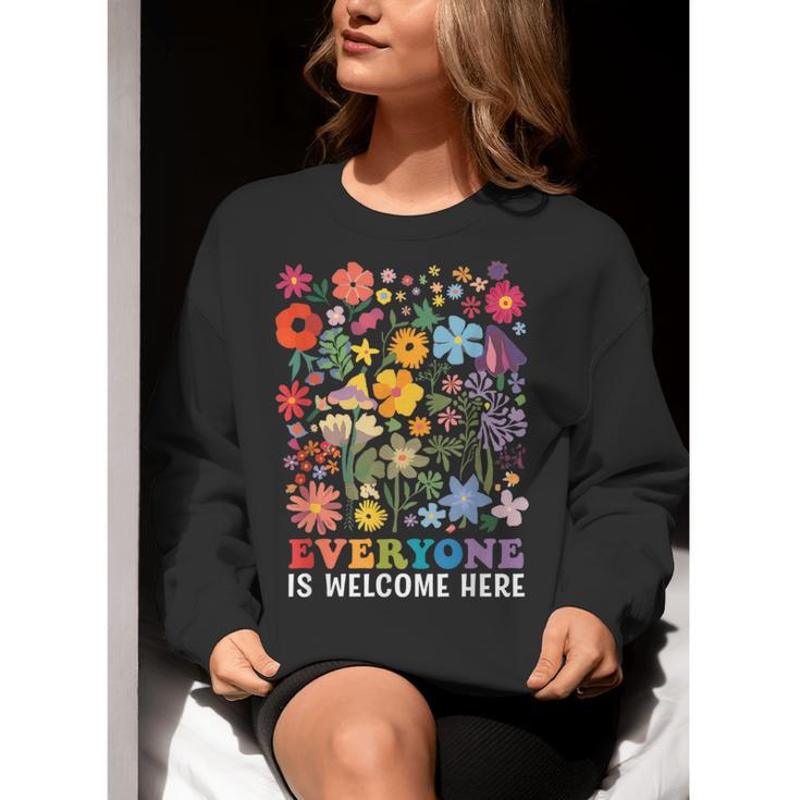 Everyone Is Welcome Here Tshirt Idaho Teacher Support Retro Women Crewneck Sweatshirt, funny gift