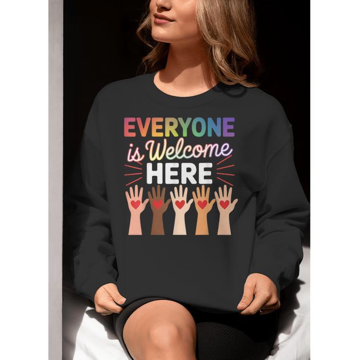 Everyone Is Welcome Here Shirt Teacher Women Crewneck Sweatshirt, funny gift Everyone Is Welcome Here Shirt Teacher Women Crewneck Sweatshirt, funny gift