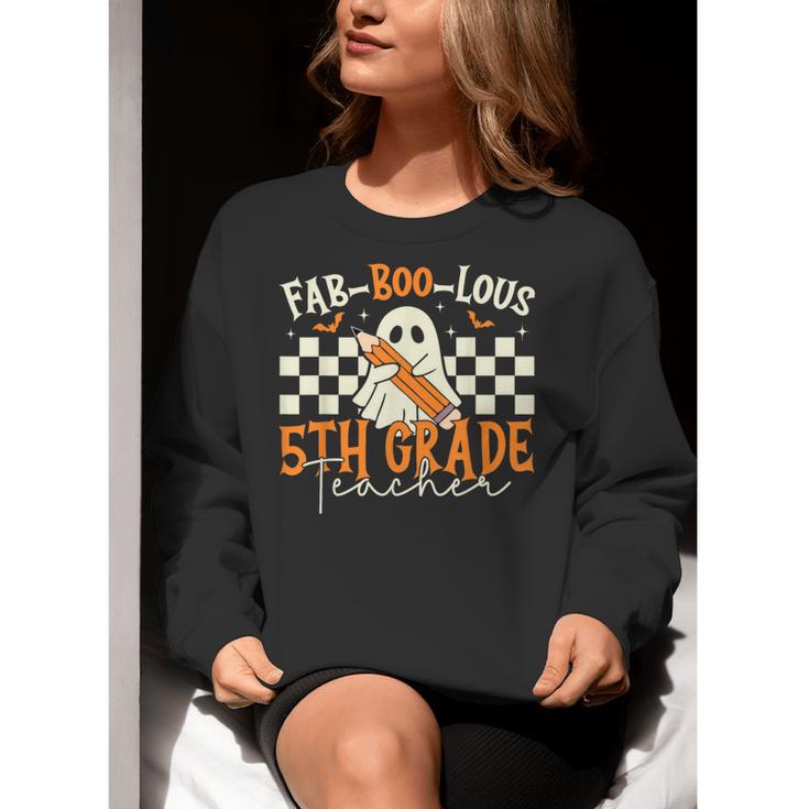Fab Boo Lous 5th Grade Teacher Retro Ghost Spooky Halloween Women Crewneck Sweatshirt, funny gift Fab Boo Lous 5th Grade Teacher Retro Ghost Spooky Halloween Women Crewneck Sweatshirt, funny gift