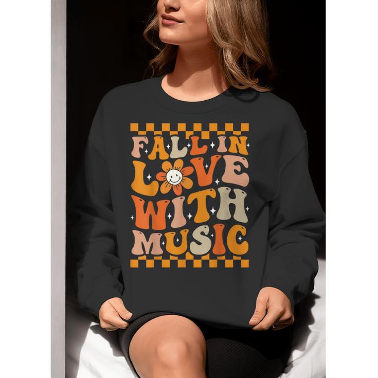 Fall In Love With Music Groovy Thanksgiving Music Teacher Men Women Girls Kids Women Crewneck Sweatshirt, Groovy Teacher Sweatshirts, funny gift Fall In Love With Music Groovy Thanksgiving Music Teacher Men Women Girls Kids Women Crewneck Sweatshirt, Groovy Teacher Sweatshirts, funny gift