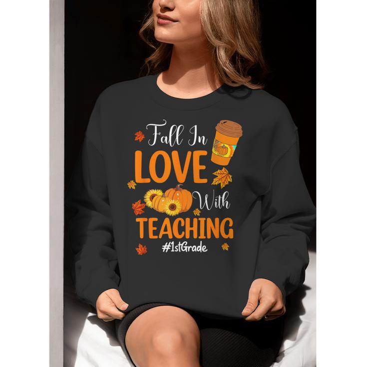 Fall In Love With Teaching 1st Grade Teacher Thanksgiving For Men Women Girls Kids Women Crewneck Sweatshirt, funny gift