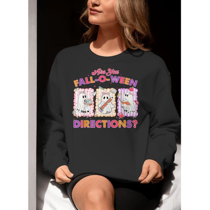 Are You Fall-O-Ween Directions Halloween Teacher Ghost Women Crewneck Sweatshirt, funny gift Are You Fall-O-Ween Directions Halloween Teacher Ghost Women Crewneck Sweatshirt, funny gift