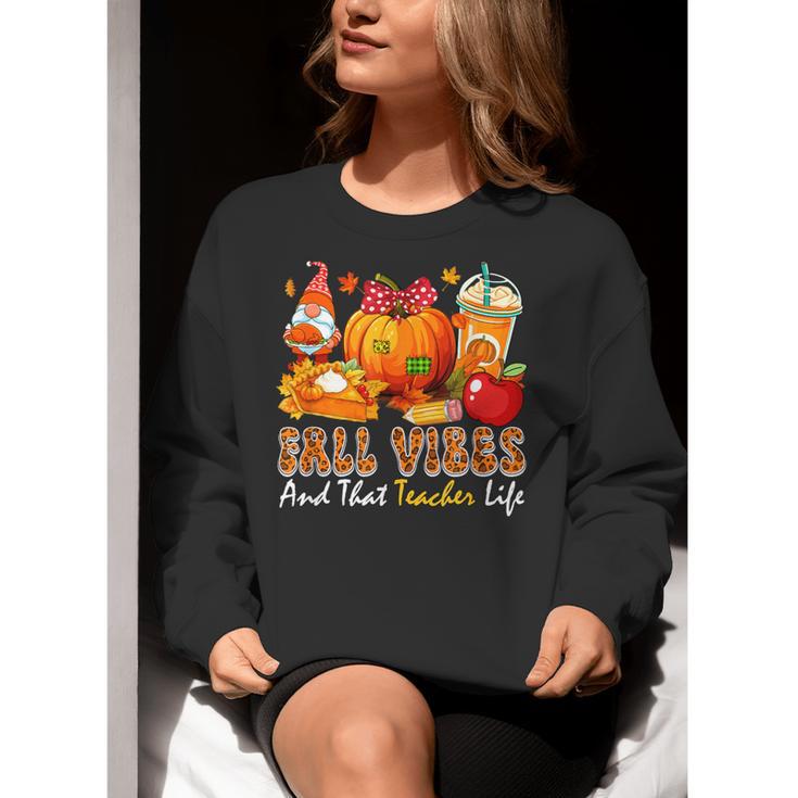 Fall Vibes Costume Teacher Thanksgiving Leopard Gnome Women Crewneck Sweatshirt, funny gift Fall Vibes Costume Teacher Thanksgiving Leopard Gnome Women Crewneck Sweatshirt, funny gift