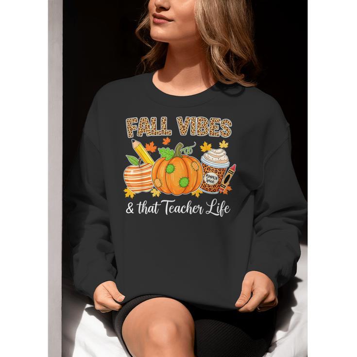 Fall Vibes And That Teacher Life Autumn Thanksgiving Women Crewneck Sweatshirt, funny gift Fall Vibes And That Teacher Life Autumn Thanksgiving Women Crewneck Sweatshirt, funny gift
