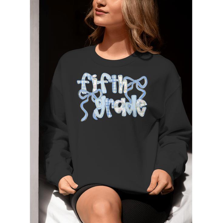Fifth Grade Team Coquette Bow 5th Grade Teacher Girl Kid Women Crewneck Sweatshirt, funny gift