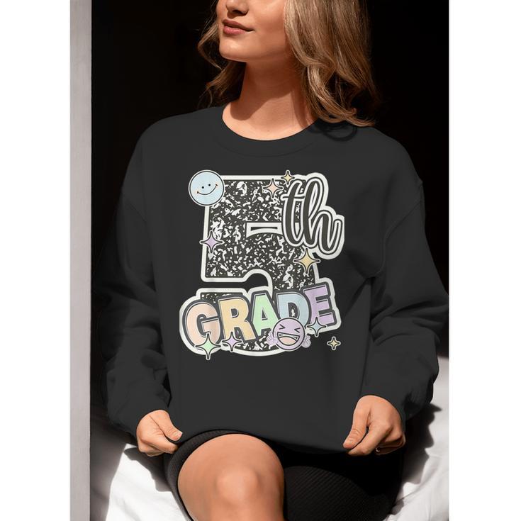 First Day Of Fifth Grade Composition Notebook Teacher Women Crewneck Sweatshirt, First Grade Teacher Sweatshirts, funny gift