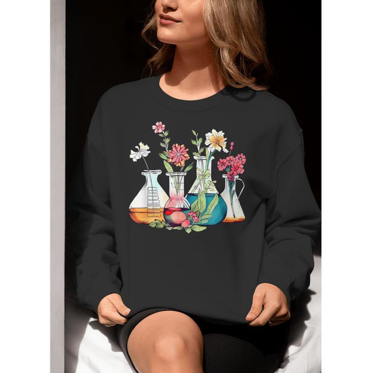 Floral Beakers Chemistry Lab Teacher Women Crewneck Sweatshirt, funny gift Floral Beakers Chemistry Lab Teacher Women Crewneck Sweatshirt, funny gift
