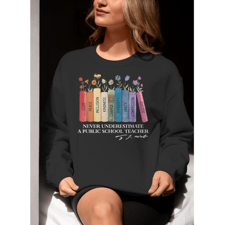 Floral Books Never Underestimate A Public School Teacher Women Crewneck Sweatshirt, funny gift Floral Books Never Underestimate A Public School Teacher Women Crewneck Sweatshirt, funny gift