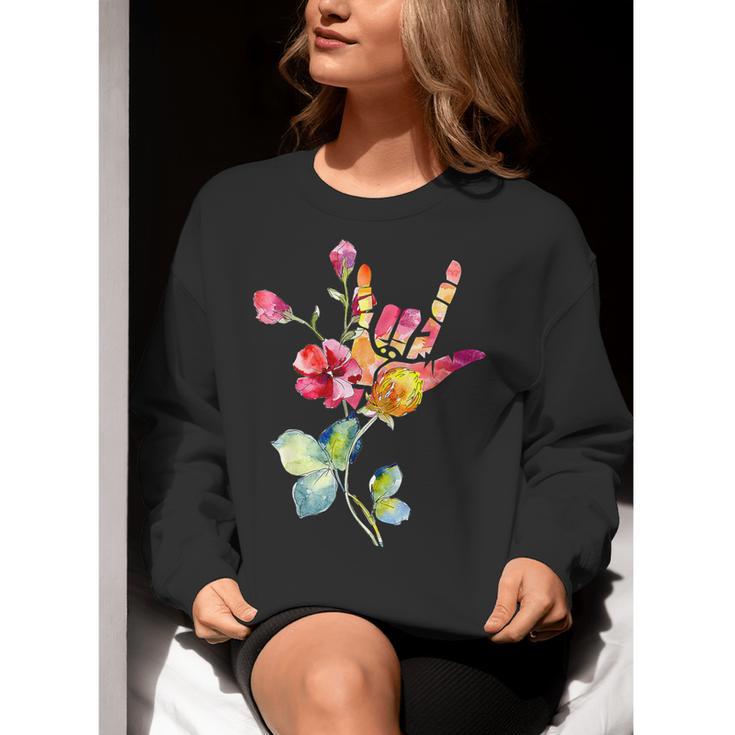 Flower American Sign Language ASL Teacher Teaching Deaf Women Crewneck Sweatshirt, funny gift Flower American Sign Language ASL Teacher Teaching Deaf Women Crewneck Sweatshirt, funny gift