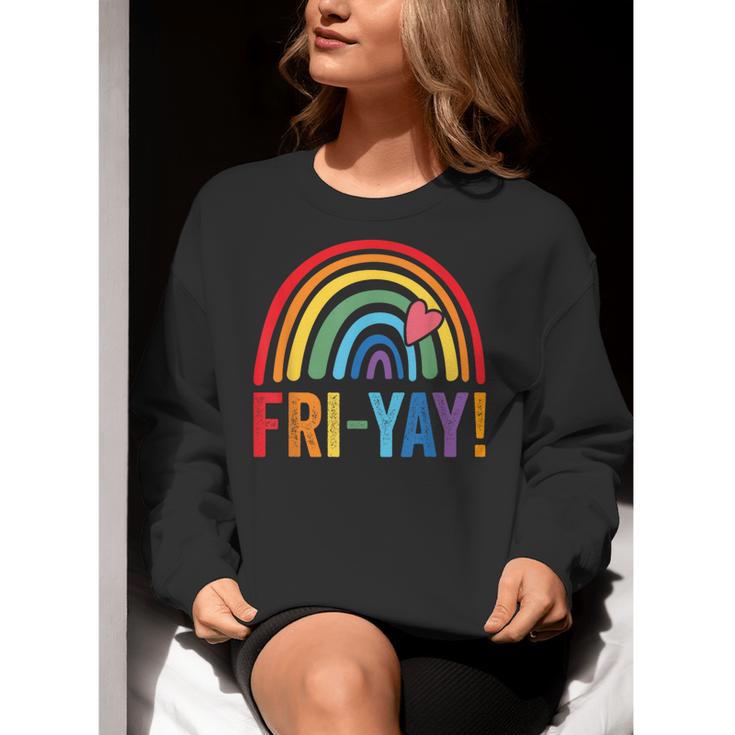 Fri-Yay Friyay Rainbow Colors Teacher Childrens Fun Designs Women Crewneck Sweatshirt, funny gift Fri-Yay Friyay Rainbow Colors Teacher Childrens Fun Designs Women Crewneck Sweatshirt, funny gift
