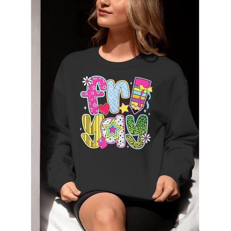 Fri-Yay Happy Friday Weekend Teacher Back To School Women Crewneck Sweatshirt, funny gift Fri-Yay Happy Friday Weekend Teacher Back To School Women Crewneck Sweatshirt, funny gift