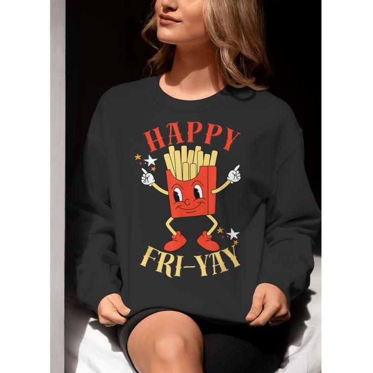 Fun Teacher Happy Fri Yay French Fries Friday Lovers Women Crewneck Sweatshirt, funny gift