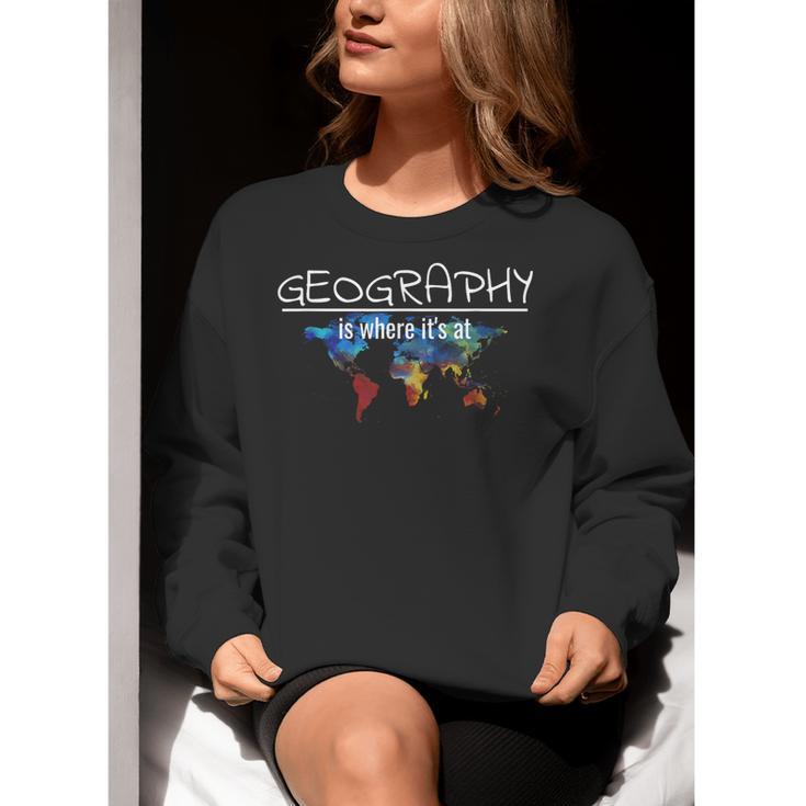 Geography Teacher Earth Day Is Where It's At For Men Women Kids Women Crewneck Sweatshirt, funny gift Geography Teacher Earth Day Is Where It's At For Men Women Kids Women Crewneck Sweatshirt, funny gift