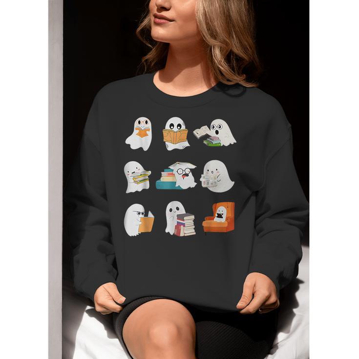 Ghost Reading Teacher Halloween Librarian Book Lover School Women Crewneck Sweatshirt, funny gift Ghost Reading Teacher Halloween Librarian Book Lover School Women Crewneck Sweatshirt, funny gift