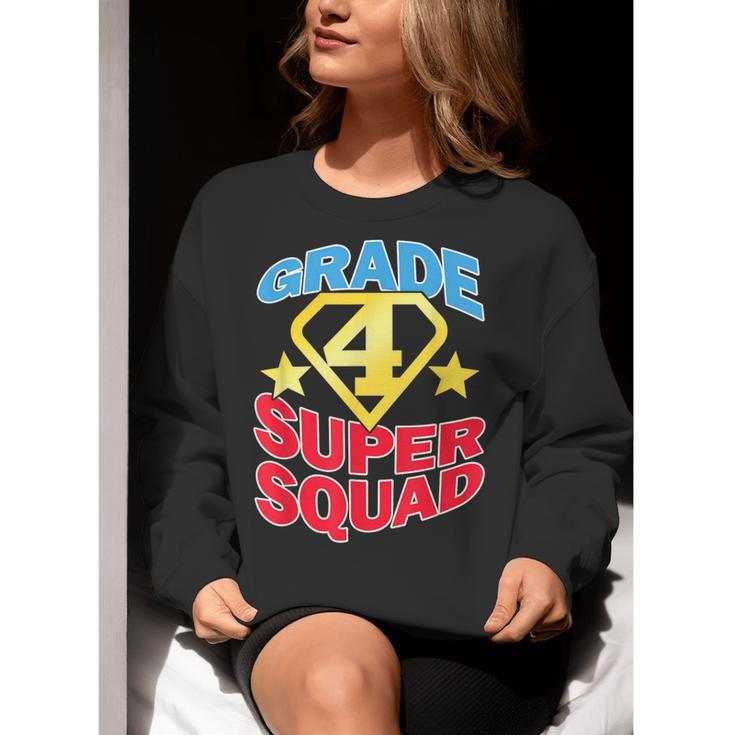 Grade 4 Super Squad Superhero Teacher Team Women Crewneck Sweatshirt, Super Teacher Sweatshirts, funny gift Grade 4 Super Squad Superhero Teacher Team Women Crewneck Sweatshirt, Super Teacher Sweatshirts, funny gift