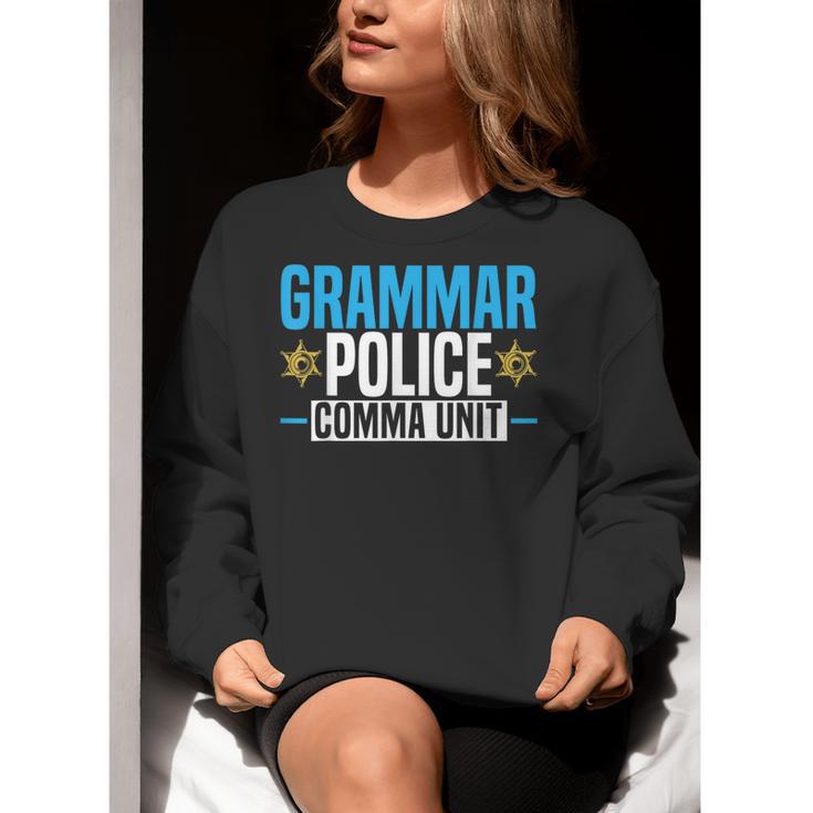 Grammar Police Comma Unit English Teacher Grammar Teacher For Men Women Women Crewneck Sweatshirt, English Teacher Sweatshirts, funny gift