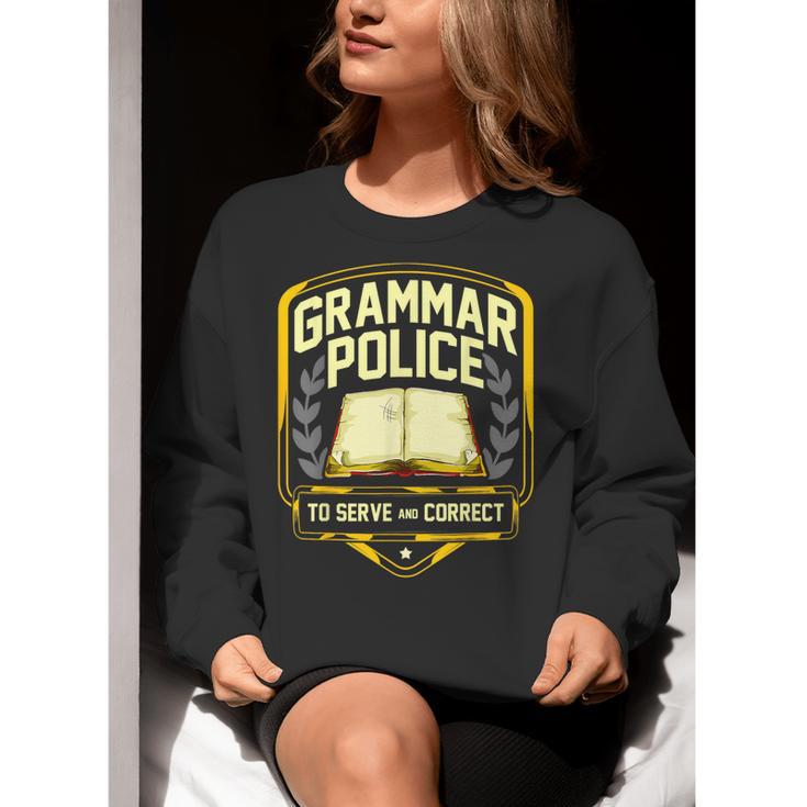 Grammar Police To Serve And Correct English Teacher Women Crewneck Sweatshirt, English Teacher Sweatshirts, funny gift Grammar Police To Serve And Correct English Teacher Women Crewneck Sweatshirt, English Teacher Sweatshirts, funny gift