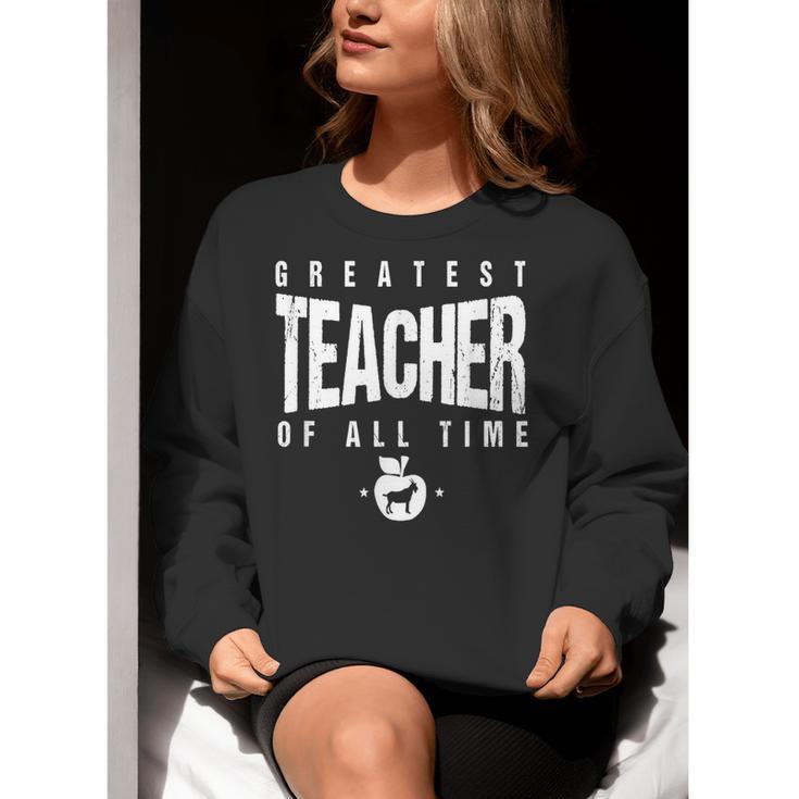 Greatest Teacher Of All Time Teachers Day 1 Teacher Goat Women Crewneck Sweatshirt, funny gift Greatest Teacher Of All Time Teachers Day 1 Teacher Goat Women Crewneck Sweatshirt, funny gift