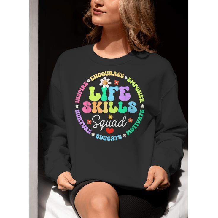 Groovy Life Skills Squad Teacher Special Ed SPED Team Crew Women Crewneck Sweatshirt, Groovy Teacher Sweatshirts, funny gift