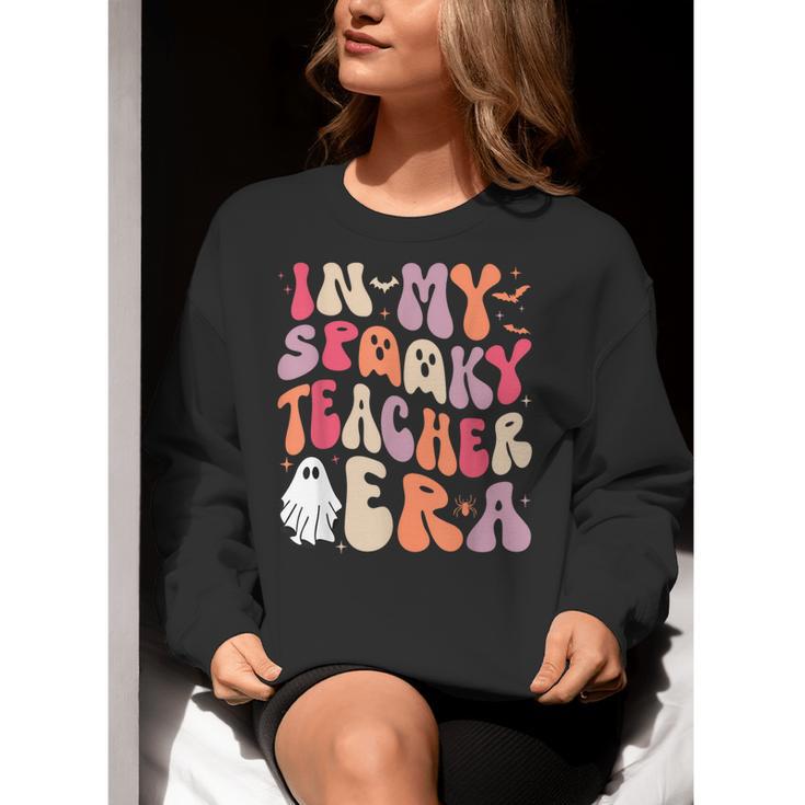 Groovy In My Spooky Teacher Era Halloween Party Boo Women Crewneck Sweatshirt, Groovy Teacher Sweatshirts, funny gift