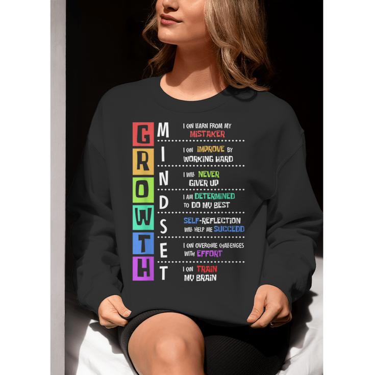 Growth Mindset Positive Motivational Classroom Teacher Learn Women Crewneck Sweatshirt, funny gift