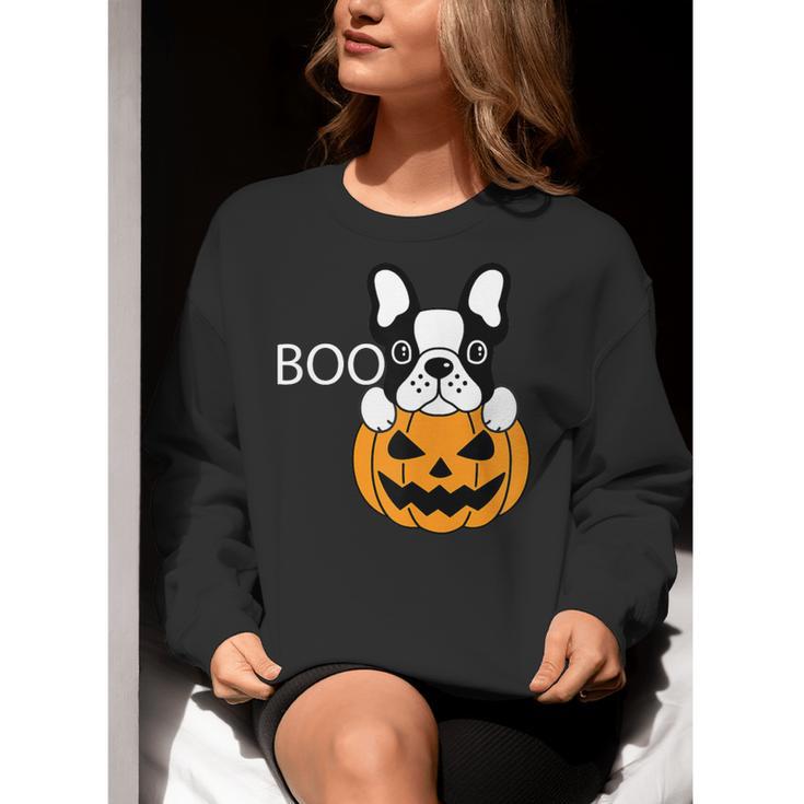 The Halloween Boston Terrier Women Crewneck Sweatshirt, Boston Terrier Halloween Sweatshirts, funny gift