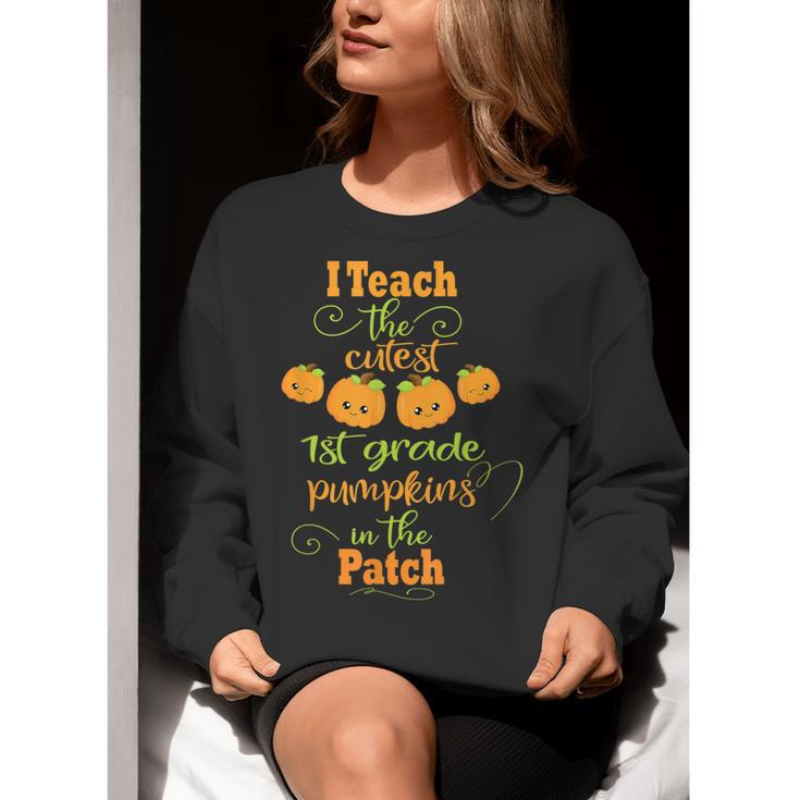 Halloween Cutest Pumpkins First Grade Teacher Women Crewneck Sweatshirt, First Grade Teacher Sweatshirts, funny gift Halloween Cutest Pumpkins First Grade Teacher Women Crewneck Sweatshirt, First Grade Teacher Sweatshirts, funny gift