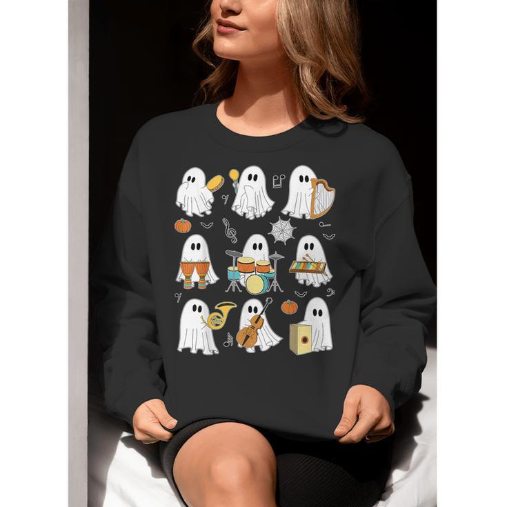 Halloween Ghost Music Teacher Playing Instruments Women Crewneck Sweatshirt, funny gift Halloween Ghost Music Teacher Playing Instruments Women Crewneck Sweatshirt, funny gift