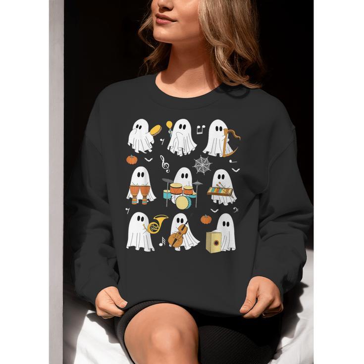 Halloween Ghost Playing Musical Instruments Music Teacher Women Crewneck Sweatshirt, funny gift Halloween Ghost Playing Musical Instruments Music Teacher Women Crewneck Sweatshirt, funny gift
