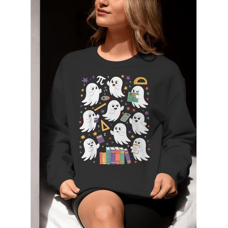 Halloween Math Teacher Ghost Math Teacher Spooky Halloween Women Crewneck Sweatshirt, funny gift
