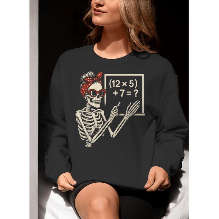 Halloween Math Teacher Skeleton Six Seven Meme Brainrot Women Crewneck Sweatshirt, funny gift