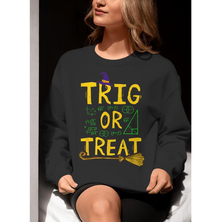 Halloween Math Teacher Trig Or Treat Student School College Women Crewneck Sweatshirt, funny gift