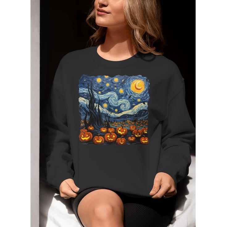Halloween Pumpkin Starry Night Van Gogh Art Teacher Women Crewneck Sweatshirt, funny gift Halloween Pumpkin Starry Night Van Gogh Art Teacher Women Crewneck Sweatshirt, funny gift