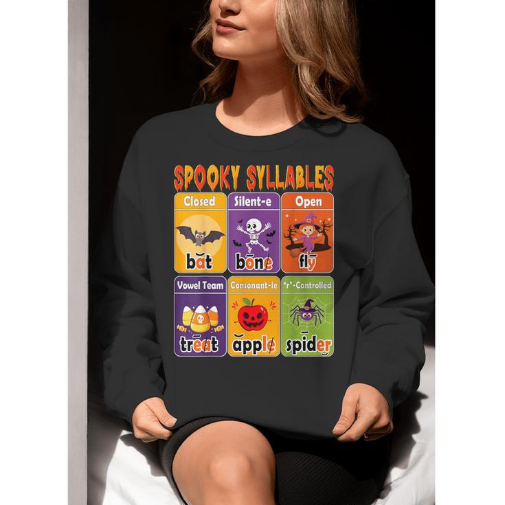 Halloween Spooky Syllable Types Teacher Educational Women Crewneck Sweatshirt, funny gift