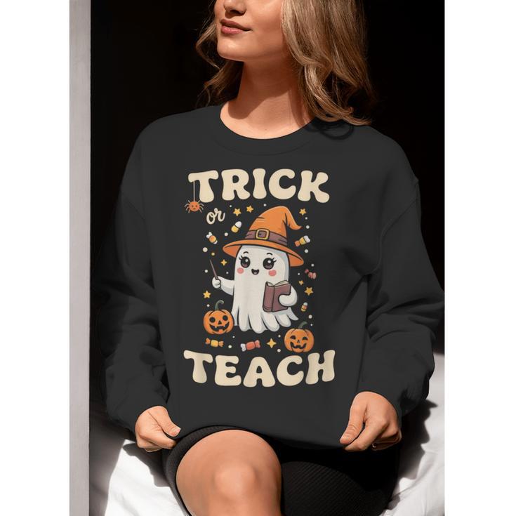 Halloween Teacher Shirts Women School Trick Or Teach Groovy Women Crewneck Sweatshirt, Groovy Teacher Sweatshirts, funny gift Halloween Teacher Shirts Women School Trick Or Teach Groovy Women Crewneck Sweatshirt, Groovy Teacher Sweatshirts, funny gift