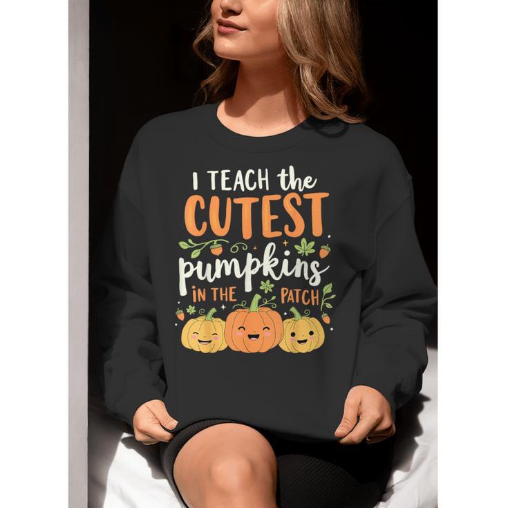 Halloween Teacher I Teach The Cutest Pumpkins In The Patch Women Crewneck Sweatshirt, funny gift