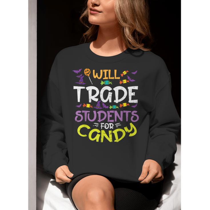 Halloween Teacher Will Trade Students For Candy Women Men Women Crewneck Sweatshirt, funny gift