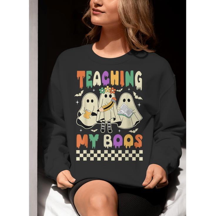 Halloween Teaching My Boos Cute Ghost Teacher Life Costume Women Crewneck Sweatshirt, funny gift
