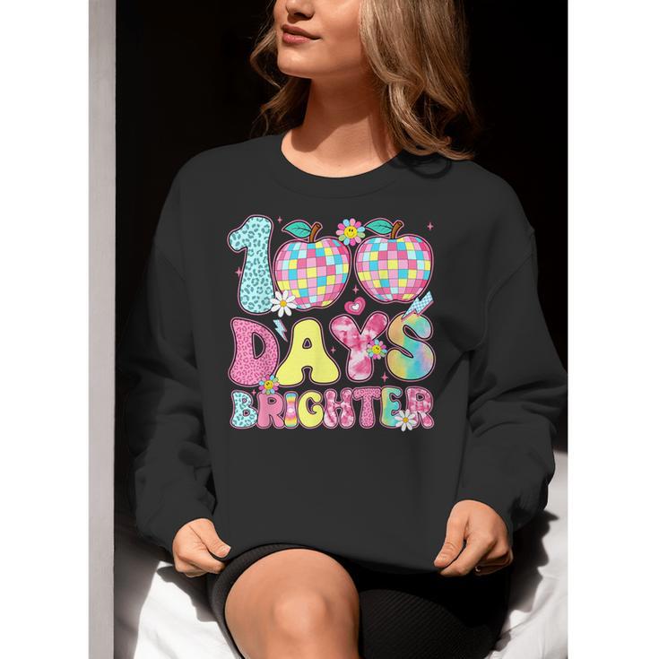 Happy 100th Day Of School 100 Days Brighter Teachers Kids Women Crewneck Sweatshirt, funny gift Happy 100th Day Of School 100 Days Brighter Teachers Kids Women Crewneck Sweatshirt, funny gift