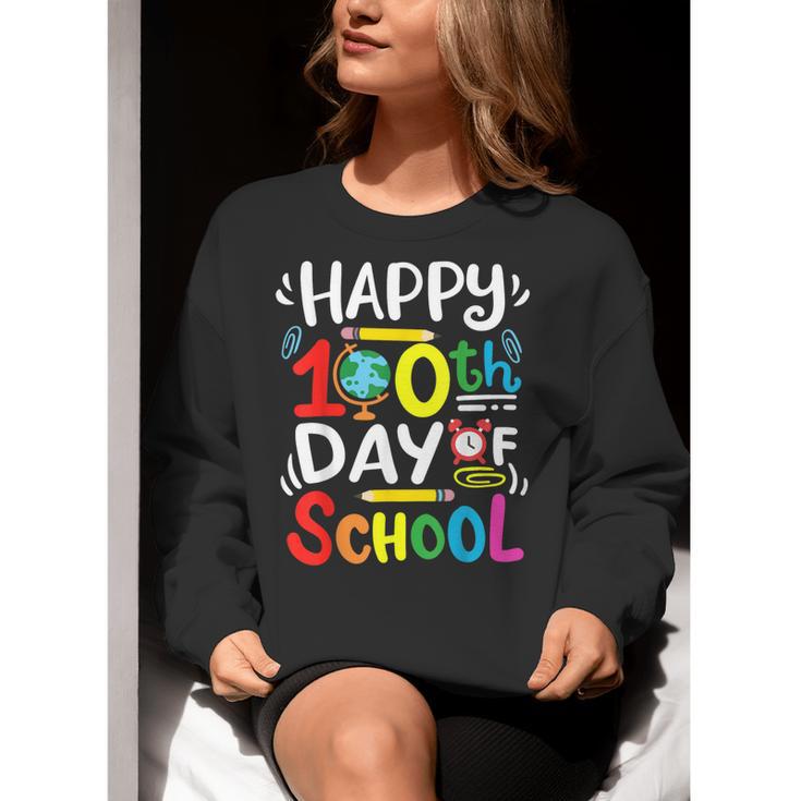 Happy 100th Day Of School 100 Days Of School Teacher Student Women Crewneck Sweatshirt, funny gift