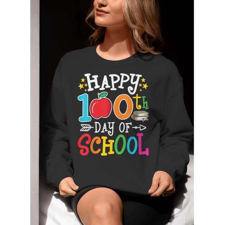 Happy 100th Day Of School Teachers 100 Days Of School Kids Women Crewneck Sweatshirt, funny gift