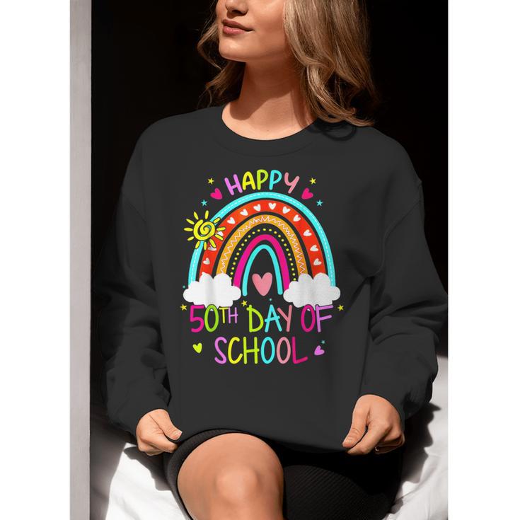Happy 50th Days Of School Rainbow Teacher 50 Days Smarter Women Crewneck Sweatshirt, funny gift Happy 50th Days Of School Rainbow Teacher 50 Days Smarter Women Crewneck Sweatshirt, funny gift
