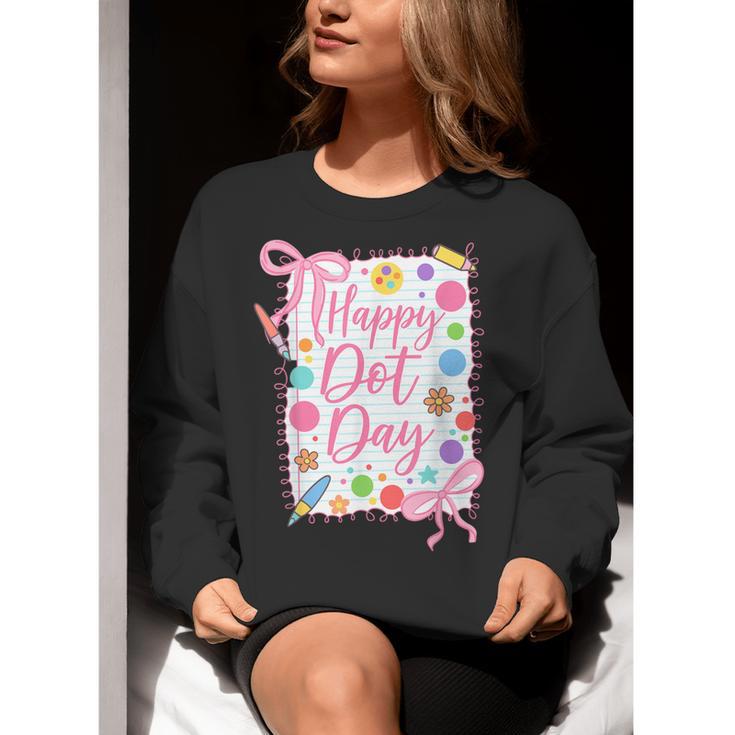 Happy Dot Day Bow Coquette For Teacher Girls Women Crewneck Sweatshirt, funny gift Happy Dot Day Bow Coquette For Teacher Girls Women Crewneck Sweatshirt, funny gift