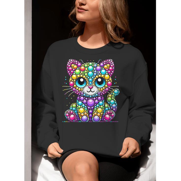 Happy Dot Day Colorful Polka Dot Cat Kitten Teachers Kids Women Crewneck Sweatshirt, funny gift