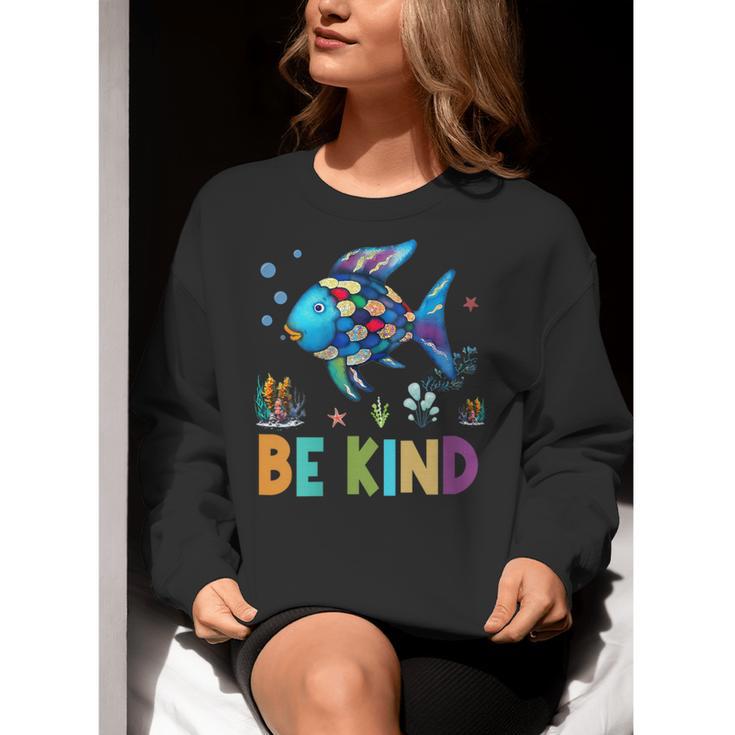 Happy First Day Of School Fish Rainbows Teacher Be Kind Women Crewneck Sweatshirt, funny gift Happy First Day Of School Fish Rainbows Teacher Be Kind Women Crewneck Sweatshirt, funny gift