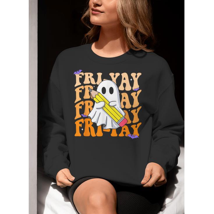 Happy Fri-Yay Friday Lovers Groovy Teacher Life Halloween Women Crewneck Sweatshirt, Groovy Teacher Sweatshirts, funny gift Happy Fri-Yay Friday Lovers Groovy Teacher Life Halloween Women Crewneck Sweatshirt, Groovy Teacher Sweatshirts, funny gift