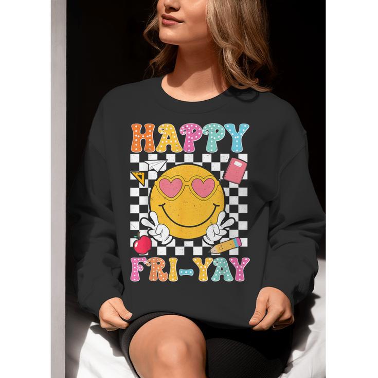 Happy Fri-Yay Groovy Teacher Friday Weekend Fri Yay Women Crewneck Sweatshirt, Groovy Teacher Sweatshirts, funny gift Happy Fri-Yay Groovy Teacher Friday Weekend Fri Yay Women Crewneck Sweatshirt, Groovy Teacher Sweatshirts, funny gift