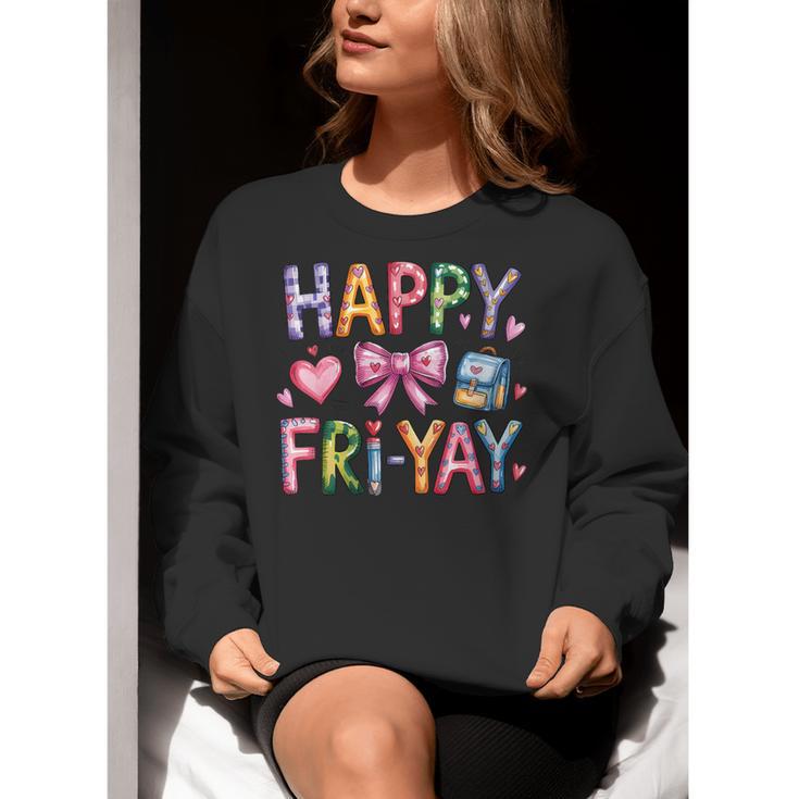 Happy Fri-Yay Teacher Fry Yay Friday Weekend Cute Fri-Yay Women Crewneck Sweatshirt, funny gift
