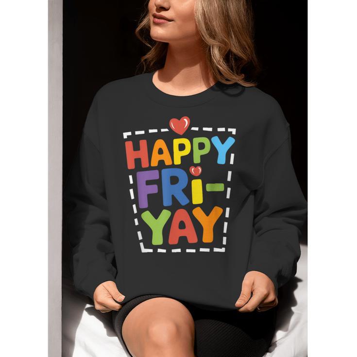 Happy Fri-Yay Teacher Life Weekend Pun Happy Friday Women Crewneck Sweatshirt, funny gift Happy Fri-Yay Teacher Life Weekend Pun Happy Friday Women Crewneck Sweatshirt, funny gift